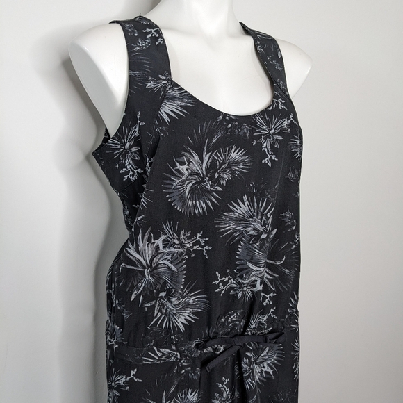 FIG Clothing black floral drawstring waist active dress M - Picture 6 of 11